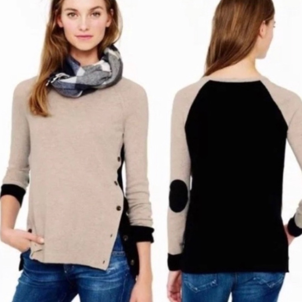 J Crew Elbow Patch Color Block Sweater Size Sm - image 1